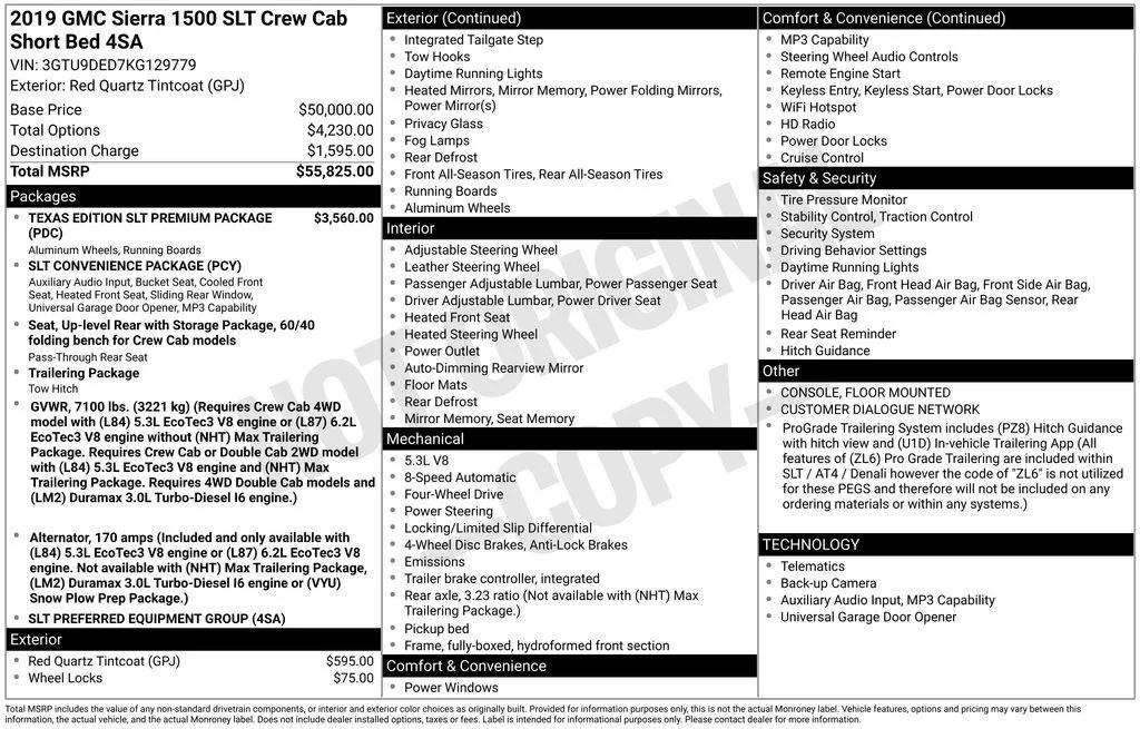 gmc sierra 1500 2019 3GTU9DED7KG129779 image gmc sierra 1500 2019 3GTU9DED7KG129779 image